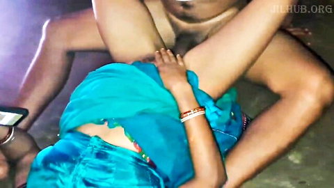 Indian wife in blue saree spreads legs wide for lover's cock deep in pussy