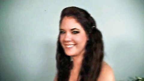 Curvy big tit brunette stepmom smiling topless in threesome preview