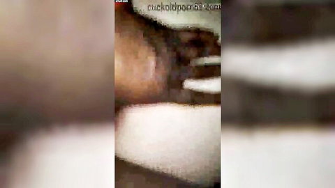 Blurry homemade cuckold video of busty white wife with big black cock and tits exposed