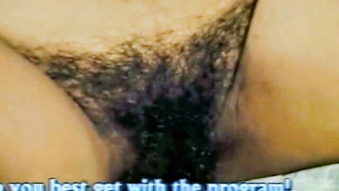 Ebony teen Cheyenne hairy pussy close-up in amateur vintage porn