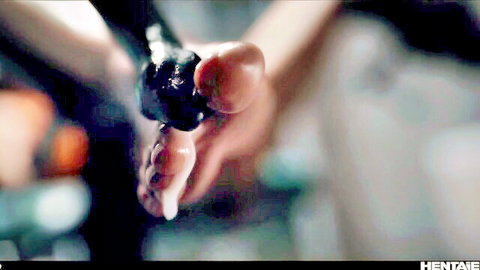 Hentaied Gynvasion: Animated hands gripping black tentacle with dripping white fluid
