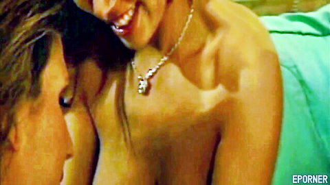 Vintage lesbian babes topless embracing passionately