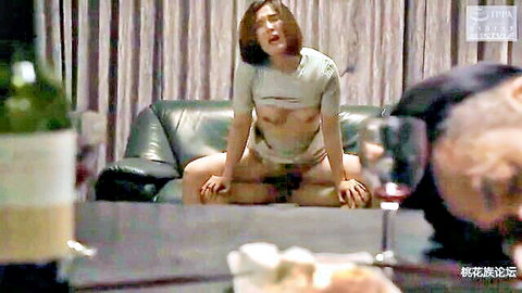 Japanese wife in affair exposes breasts while spreading legs seductively