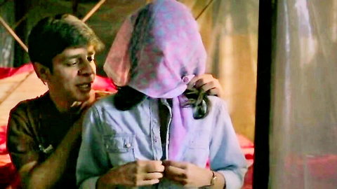 Anisa Butt veiled intimate embrace in Brahman Naman Indian movie scene