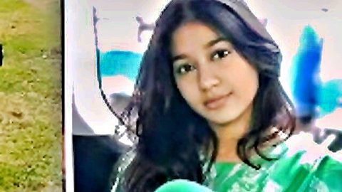 Indian university teacher in green saree with seductive smile