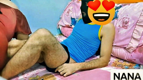 Nana Arab amateur anal sex with hairy Arab man in blue underwear