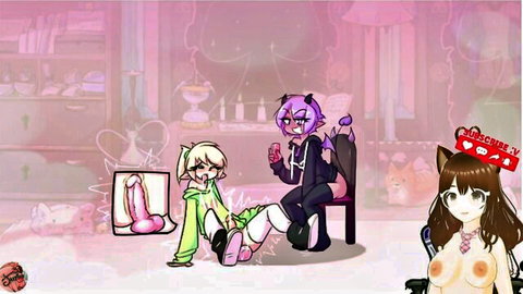 Jazziuu futa animation: friend kisses and inserts dildo in anus