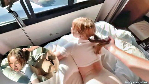 Yuiwoo blonde stepmom woken by stepson's dick in bed