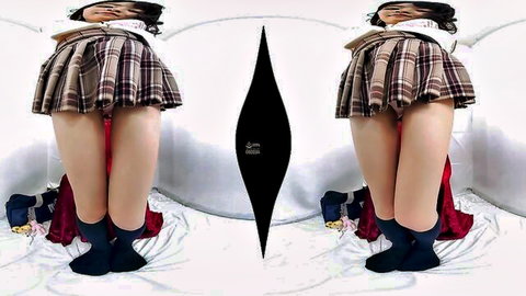 Asian schoolgirl bends over in plaid skirt, exposing ass and pussy in VR POV