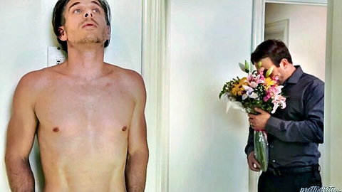 Brandi Love cheating MILF sneaks off with muscular lover and suited husband flowers