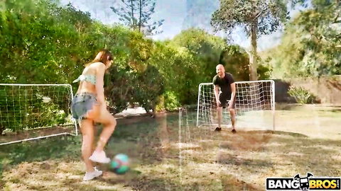 Alice Fantasy in bikini kicks soccer at Potro de Bilbao in outdoor tease - BangBros