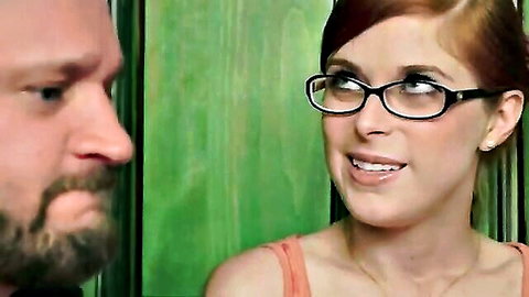 Alec Knight with redheaded stepdaughter in glasses, teasing anal lesson
