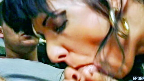 Vintage pantyhose fetish close-up blowjob with brunette woman