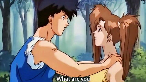 Animated couple embracing passionately in forest from Youjuu Kyoushitsu Gaiden Ep.6