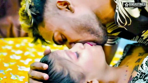 Passionate Indian couple kissing in emotional XXX scene from Perverted Indian Nymph movie