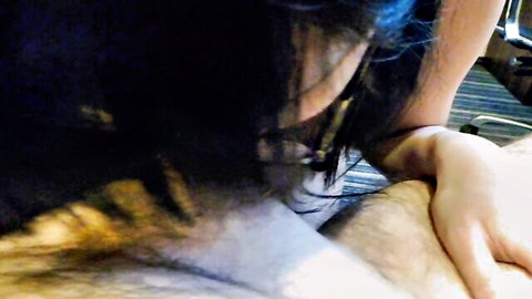 Asian teen with glasses deepthroats massive cock roughly in intense POV blowjob