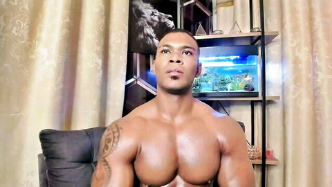 Tayler Waka muscular black hunk shirtless seductive gaze