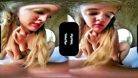 Blonde teen squatting nude in wild VR passion pose