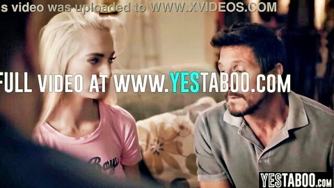 Slender blonde Russian teen stepdaughter with stepdad in intimate moment