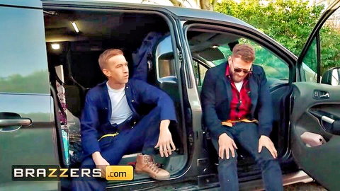 Xander Corvus & Danny D as plumbers in van with Maya Rose setup