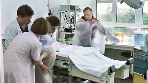 Melody Marks in hospital roleplay scene with nurses and doctors