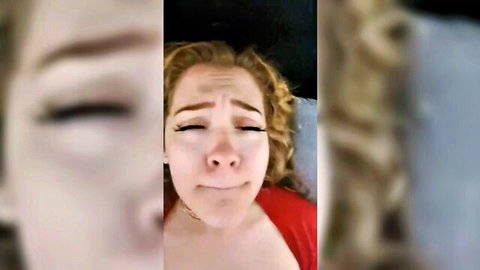 Ecstatic redhead teen's closeup face with parted lips during passionate POV sex