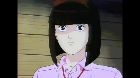 Anime girl with bob haircut in pink collared shirt from Adventure K ep 1