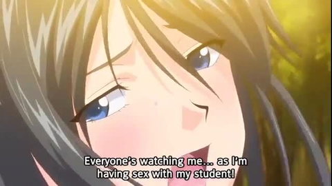 Anime teacher moaning during public sex with student, hentai from Boy Meets Harem vol.1