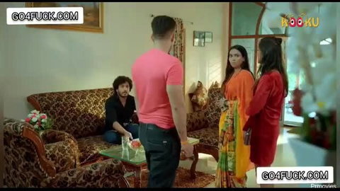 Desire Baba Romantic Sex: Indian MILFs in sarees with men in living room