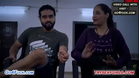 Indian couple video call flirt, sultry auntie and bearded hunk