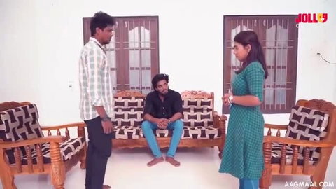 3 Shades Tamil hot web series threesome with Indian beauty in green dress