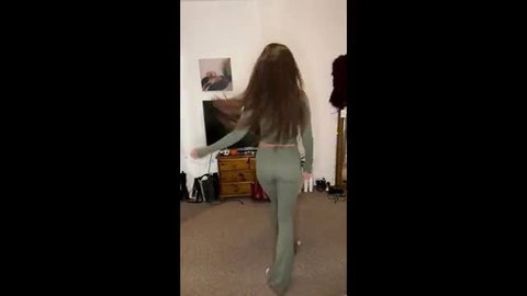 Hot British college teen in tight green tracksuit twerking ASMR