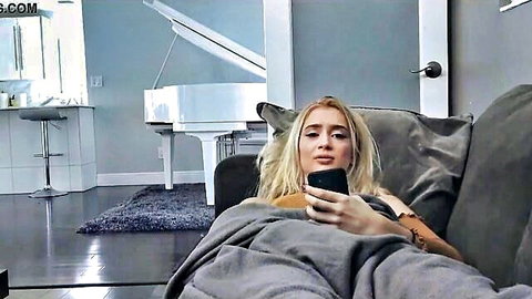 Anastasia Knight masturbating with phone on couch, step sis caught