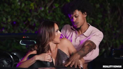 Armani Black getting intimate with partner in car at night