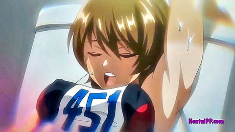 Blonde hentai stepmom in jersey gives blowjob, eyes closed in ecstasy