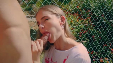 Fibi Euro blonde teen outdoor blowjob scene