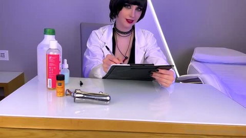 Aery Tiefling as Dr. Tae Takemi in white coat with medical equipment
