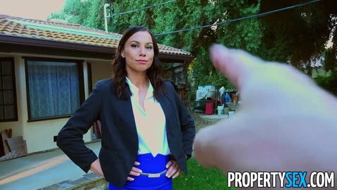 Aidra Fox real estate agent in blazer seduces homeowner