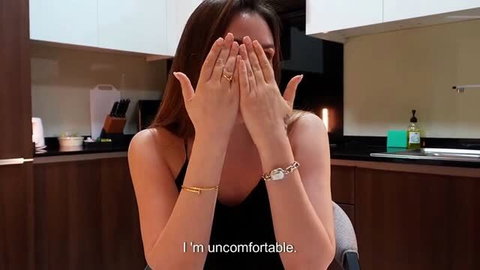 Alina Rai covering face in kitchen, stepmom secret blowjob scene
