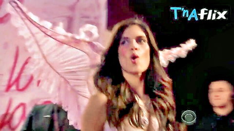 Lily Aldridge in sexy pink lingerie and angel wings at Victoria's Secret Fashion Show 2014