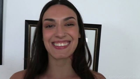 Smiling brunette with nose ring at Backroom Casting Couch audition