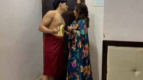Baby Tina and shirtless Desi man with banana in erotic scene