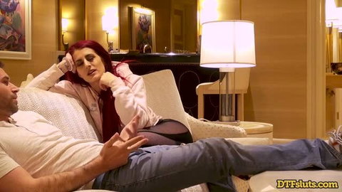 Tana Lea in pink hoodie ready for anal scene