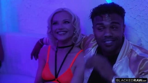Kelly and blonde BFF in neon lingerie with BBC in Blacked Raw scene