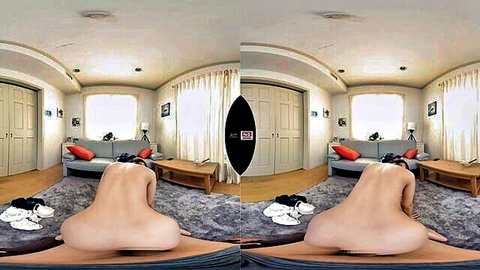 Yua Mikami nude on all fours, big ass exposed in VR doggy pose