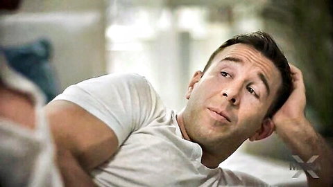 Muscular stepson looking pensive after breakup in Kayla Paige video
