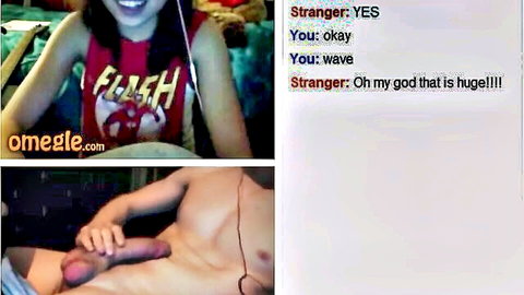 Cute Asian teen smiles at huge cock webcam flash