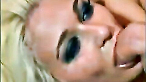 Blonde babe's intense closeup face with mouth open wide during rough sex